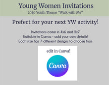 Load image into Gallery viewer, Young Women Walk with Me | Event Invitations for YW Activity | 2026 LDS Youth Theme
