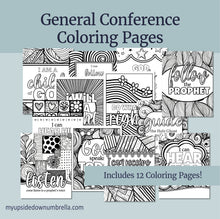 Load image into Gallery viewer, General Conference activities, conference journal, Conference fun for primary kids, General Conference for families, printable games and activities, coloring pages for adults, Young Women coloring , Youth Conference Activity, president oaks, adult coloring pages, activities for youth, Young Women, Games, printables, April 2026 LDS General Conference Fun Kit | Coloring and Activity Pages for LDS Families, LDS Conference Games, Conference Book Kids, Youth, General Conference Fun Pages
