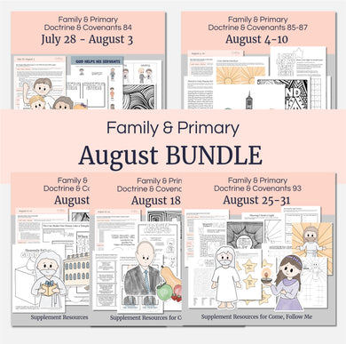 Lesson helps for LDS primary teachers for Come Follow Me 2025 Family scripture study, come follow me for families, FHE lesson outline, primary lesson outline, primary coloring pages, nursery coloring pages, primary activities, activity pages, scripture games, lesson ideas for come follow me, primary children lesson plan, family home evening

August Lesson Helps for Home, Church | Primary Come, Follow Me 2025 | D&C  | Coloring, Activities, Games