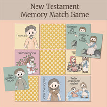 Load image into Gallery viewer, New Testament Memory Match printable card game for LDS families, Christian families, home school, come follow me, or vacation bible school.
