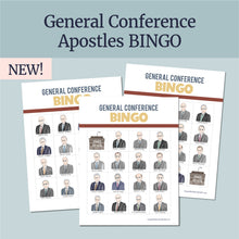 Load image into Gallery viewer, General Conference activities, conference journal, Conference fun for primary kids, General Conference for families, printable games and activities, LDS, coloring page, president oaks, adult coloring pages, activities for youth, Young Women, Games, printables, April 2026 LDS General Conference Fun Kit | Coloring and Activity Pages for LDS Families, LDS Conference Games, Conference Book Kids, Youth, General Conference Fun Pages, General Conference BINGO game, Apostles Bingo
