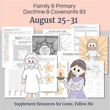 Load image into Gallery viewer, Lesson helps for LDS primary teachers for Come Follow Me 2025 Family scripture study, come follow me for families, FHE lesson outline, primary lesson outline, primary coloring pages, nursery coloring pages, primary activities, activity pages, scripture games, lesson ideas for come follow me, primary children lesson plan, family home evening

August 25-31 Lesson Helps for Home, Church | Primary Come Follow Me 2025 | D&amp;C 93 &quot;Receive of His Fulness&quot; | Games, Coloring Activities


