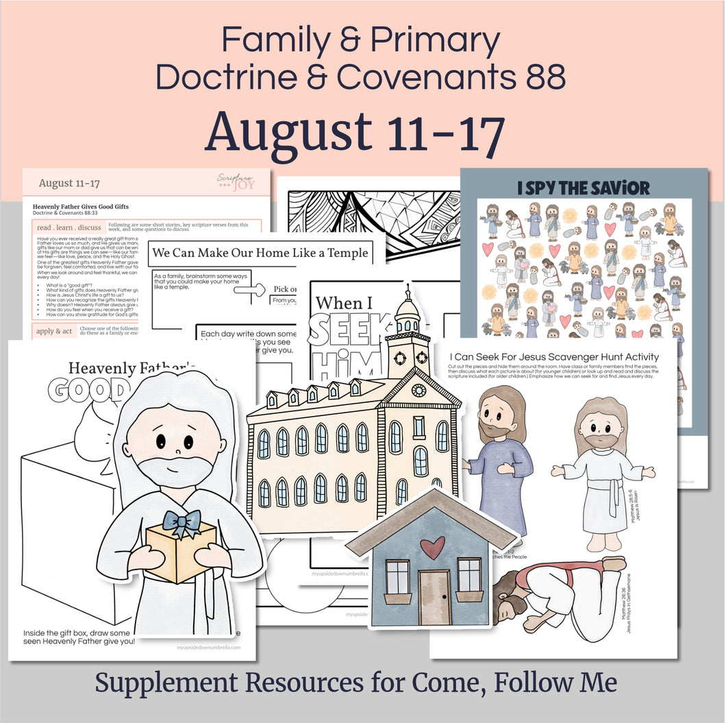 Lesson helps for LDS primary teachers for Come Follow Me 2025 Family scripture study, come follow me for families, FHE lesson outline, primary lesson outline, primary coloring pages, nursery coloring pages, primary activities, activity pages, scripture games, lesson ideas for come follow me, primary children lesson plan, family home evening

August 11-17, Lesson Helps for Home, Church | Primary Come Follow Me 2025 | D&C 88 