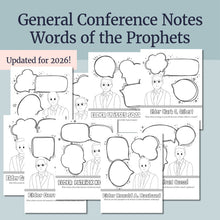 Load image into Gallery viewer, General Conference activities, conference journal, Conference fun for primary kids, General Conference for families, printable games and activities, LDS, Word search, Crossword puzzle, coloring page, president oaks, adult coloring pages, activities for youth, Young Women, Games, printables, April 2026 LDS General Conference Fun Kit | Coloring and Activity Pages for LDS Families, LDS Conference Games, Conference Book Kids, Youth, General Conference Fun Pages
