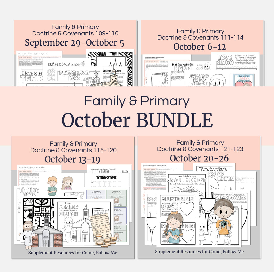 October BUNDLE Lesson Helps for Home & Church | Primary Come Follow Me 2025 | 4 Weeks of Lesson Helps | CFM for Families (BUNDLE Savings!)