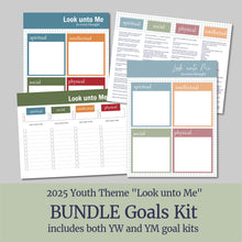 Load image into Gallery viewer, Goal Setting Kit for LdS Children and Youth Program- BuNDLE - YW and YM Goal Ideas | 2025 LDS Youth Theme - Look unto Me in Every Thought, children and youth program printable helps for activity days for girls, activity days for boys, LDS young women, LDS young men
