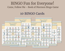 Load image into Gallery viewer, Book of Mormon Come follow me 2024 BiNGO card game for LDS families, Lds children, lds games for primary children 

