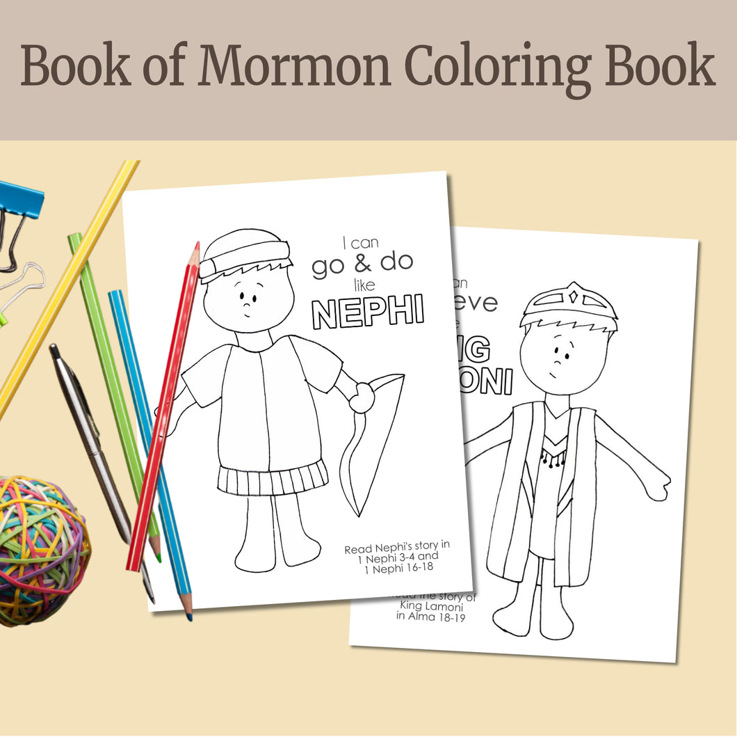 book of mormon coloring book, book of mormon heroes coloring book, people of the book of mormon, study guide for come follow me 2024, CFM family resources for primary children