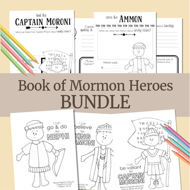 Book of Mormon Heroes bundle coloring book and workbook for LDS children, LDS families, Come Follow Me 2024 ideas and helps