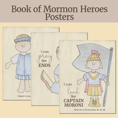 book of mormon heroes poster, come follow me 2024 book of mormon resources for families, primary resources