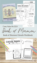 Load image into Gallery viewer, come follow me 2024 book of mormon heroes study guide, people of the book of mormon, workbook for kids, activity days workbook, primary children, young children activities for book of mormon learning 
