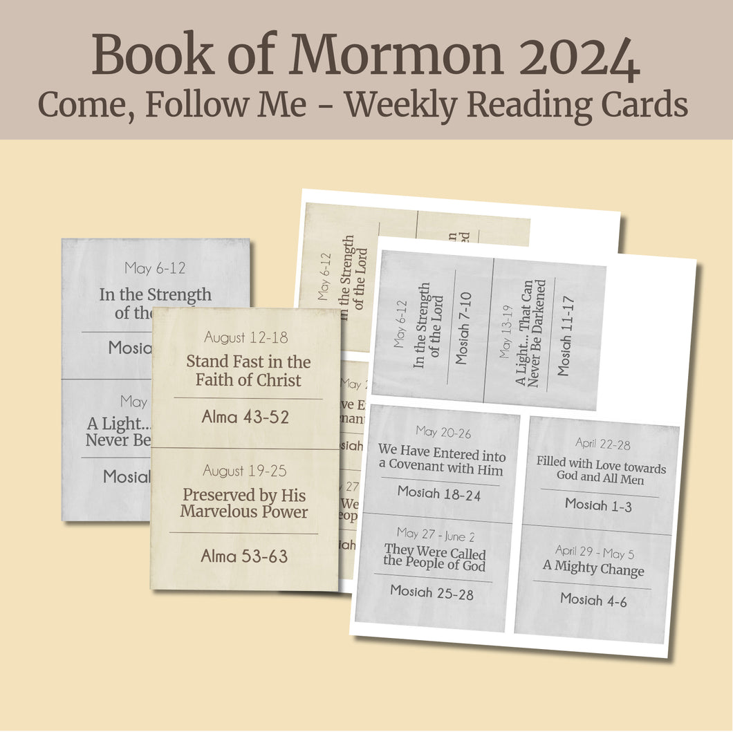 Come, Follow Me Book of Mormon 2024 Reading Cards