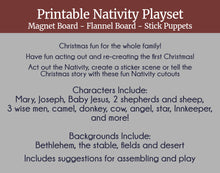 Load image into Gallery viewer, Printable Christmas Nativity Playset (puppets, flannel board, magnets, stickers)
