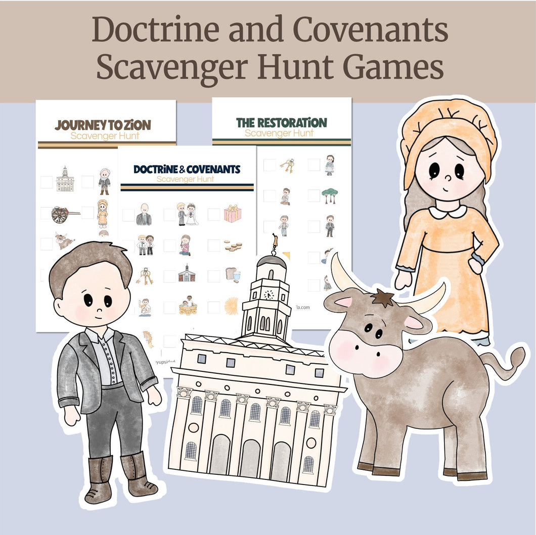 Doctrine and Covenants Scavenger Hunt Game, Pioneer Activity for Come Follow Me 2025, LDS Primary Activity Day Games for LDS Children, FHE