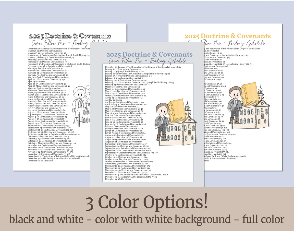 Doctrine and Covenants Reading Chart and CFM 2025 Schedule My Upside Down Umbrella