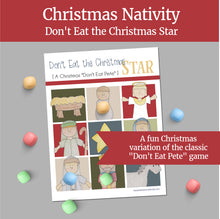 Load image into Gallery viewer, Dont eat the chrsitmas star - christmas don&#39;t eat pete - Christmas nativity, Christan Christmas game, printable Christmas game
