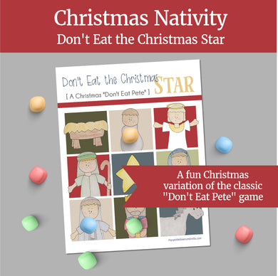Dont eat the chrsitmas star - christmas don't eat pete - Christmas nativity, Christan Christmas game, printable Christmas game