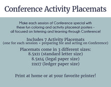 Load image into Gallery viewer, LDS General Conference Activity Placemat Posters
