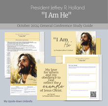 Load image into Gallery viewer, Conference study guide and Relief Society lesson helps for President Jeffrey R. Holland&#39;s talk - &quot;I Am He&quot; from the  October 2024 General Conference, RS lesson outline, lesson helps for Relief Society, Elder&#39;s Quorum, discussion questions 
