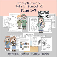 Load image into Gallery viewer, Lesson helps for LDS primary teachers for 
June 1-7 | Primary Come, Follow Me Helps: “My Heart Rejoiceth in the Lord” Ruth, Samuel, Hannah

This printable kit includes coloring pages, activities, games, and discussion questions that are perfect for Family scripture study, come follow me for families,  or for your Primary lesson. 

