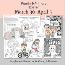 Load image into Gallery viewer, March 30-April 5
Come, Follow Me Primary Lesson Outline for EASTER

This kit includes coloring pages, activities, games, and discussion questions that are perfect for family scripture study, Come, Follow Me for families,  or for your Primary lesson. 
