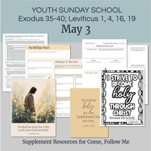 Load image into Gallery viewer, LDS Sunday School lesson outline for teaching youth lesson for 
Lesson helps for LDS primary teachers for April 27–May 3: “Holiness to the Lord”
Exodus 35–40; Leviticus 1; 4; 16; 19

Includes a Lesson handout, coloring page, scriptures and discussion questions that can be used for, family home evening for teens or youth Sunday classes 

