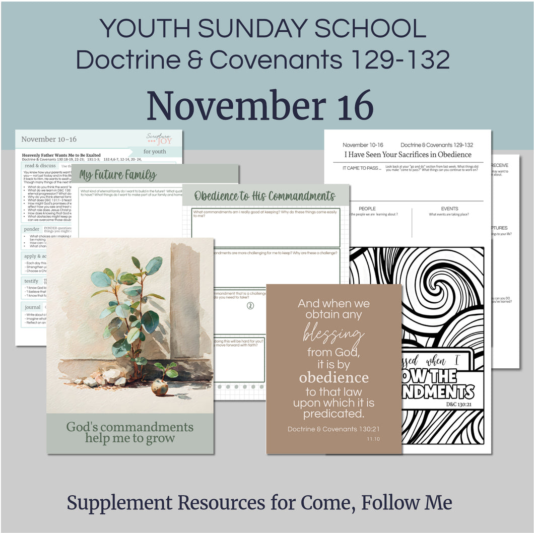 youth lesson plan for young women, young men, aaronic priesthood lesson outline, YW lesson, YM lesson, Young Women Lesson outline, young women lesson plan, lesson helps for young women leaders, teaching young women lesson, lesson helps for LDS youth, Lesson handout, coloring page, scriptures, family home evening for teens,

November 10-16 | LDS Youth Lesson Plan | Sunday School Outline | Doctrine and Covenants 129-132 Come, Follow Me, 