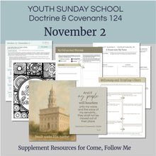 Load image into Gallery viewer, youth lesson plan for young women, young men, aaronic priesthood lesson outline, YW lesson, YM lesson, Young Women Lesson outline, young women lesson plan, lesson helps for young women leaders, teaching young women lesson, lesson helps for LDS youth, Lesson handout, coloring page, scriptures, family home evening for teens,

October 27-November 2 | LDS Young Women- Young Men Lesson Outline | D&amp;C 124, Doctrine Covenants Come Follow Me 2025, “A House unto My Name”

