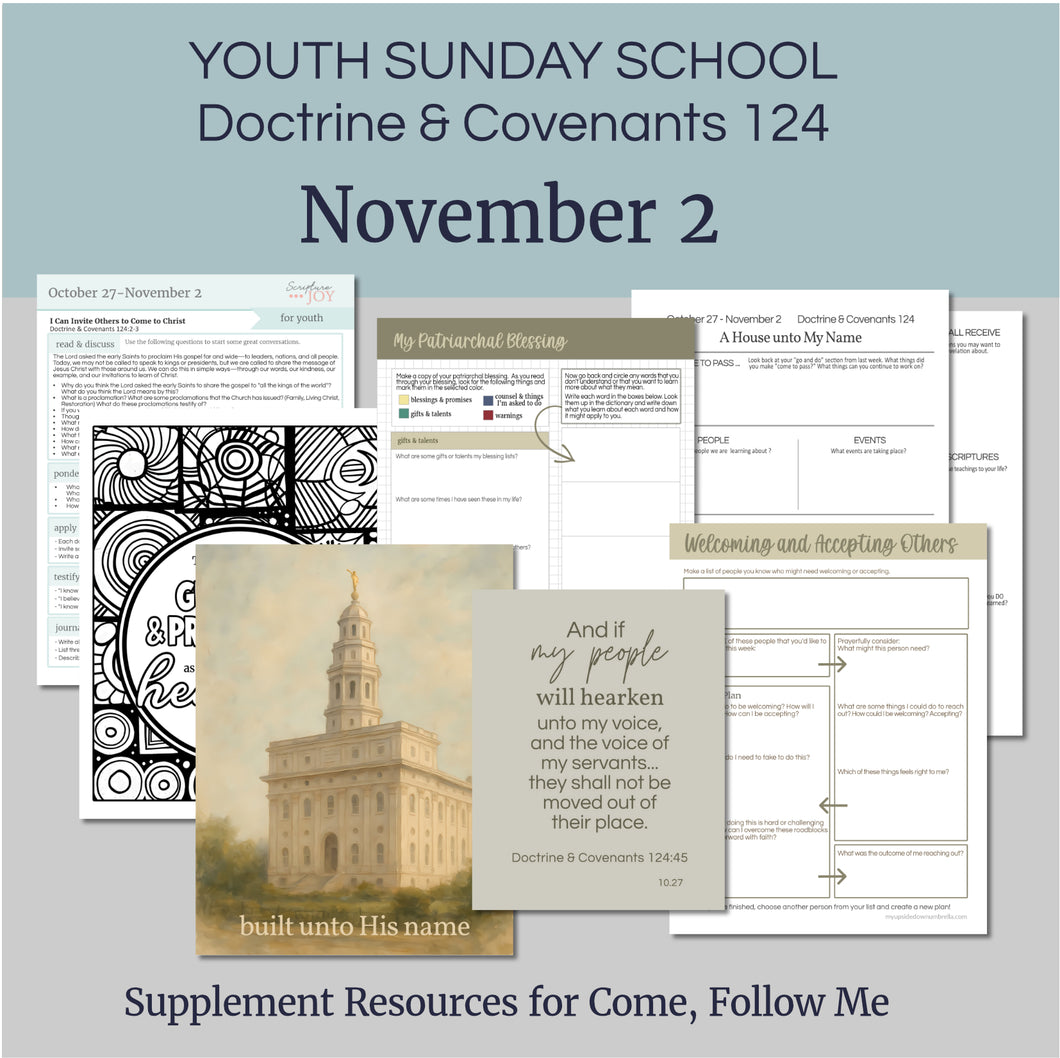 youth lesson plan for young women, young men, aaronic priesthood lesson outline, YW lesson, YM lesson, Young Women Lesson outline, young women lesson plan, lesson helps for young women leaders, teaching young women lesson, lesson helps for LDS youth, Lesson handout, coloring page, scriptures, family home evening for teens,

October 27-November 2 | LDS Young Women- Young Men Lesson Outline | D&C 124, Doctrine Covenants Come Follow Me 2025, “A House unto My Name”
