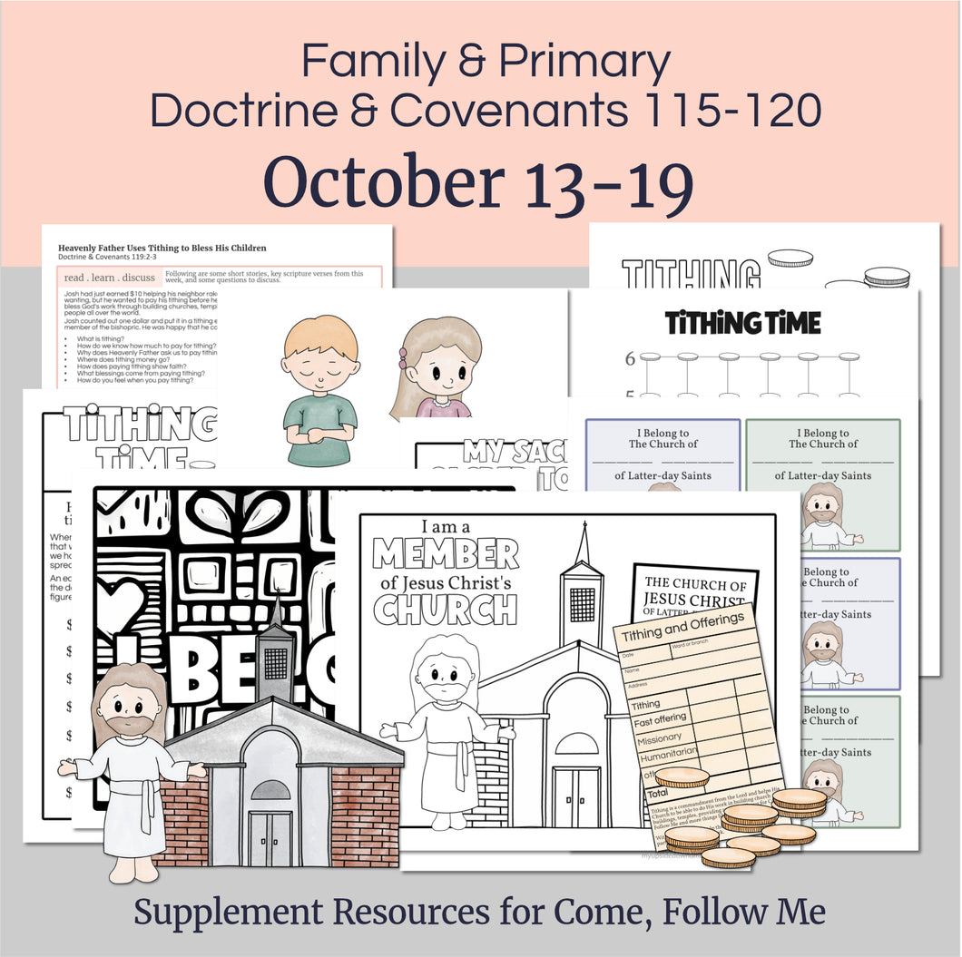 Lesson helps for LDS primary teachers for Come Follow Me 2025 Family scripture study, come follow me for families, FHE lesson outline, primary lesson outline, primary coloring pages, nursery coloring pages, primary activities, activity pages, scripture games, lesson ideas for come follow me, primary children lesson plan, family home evening

October 13-19 
Primary Lesson Plan for Come Follow Me 2025 Home and Church 
D&C 115-120 
