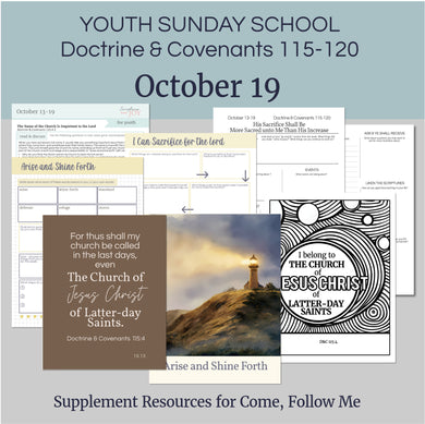 youth lesson plan for young women, young men, aaronic priesthood lesson outline, YW lesson, YM lesson, Young Women Lesson outline, young women lesson plan, lesson helps for young women leaders, teaching young women lesson, lesson helps for LDS youth, Lesson handout, coloring page, scriptures, family home evening for teens,

October 13-19 | LDS Youth Sunday School Lesson Outline | Doctrine and Covenants 115-120 Come, Follow Me, 