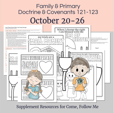 Lesson helps for LDS primary teachers for Come Follow Me 2025 Family scripture study, come follow me for families, FHE lesson outline, primary lesson outline, primary coloring pages, nursery coloring pages, primary activities, activity pages, scripture games, lesson ideas for come follow me, primary children lesson plan, family home evening

October 20-26 Primary Lesson Plan for Come Follow Me 2025 | Home and Church | D&C 121-123 