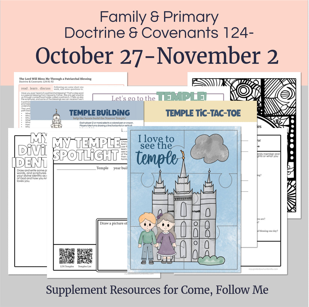 Lesson helps for LDS primary teachers for Come Follow Me 2025 Family scripture study, come follow me for families, FHE lesson outline, primary lesson outline, primary coloring pages, nursery coloring pages, primary activities, activity pages, scripture games, lesson ideas for come follow me, primary children lesson plan, family home evening

October 27 - November 2 Primary Lesson Plan for Come Follow Me 2025 | Home and Church | D&C 124 “A House unto My Name” Activities, Coloring
