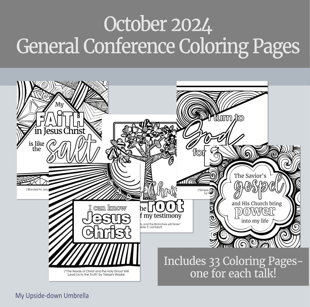 October 2024 General Conference Coloring Pages for adults, Young Women, LDS youth coloring pages