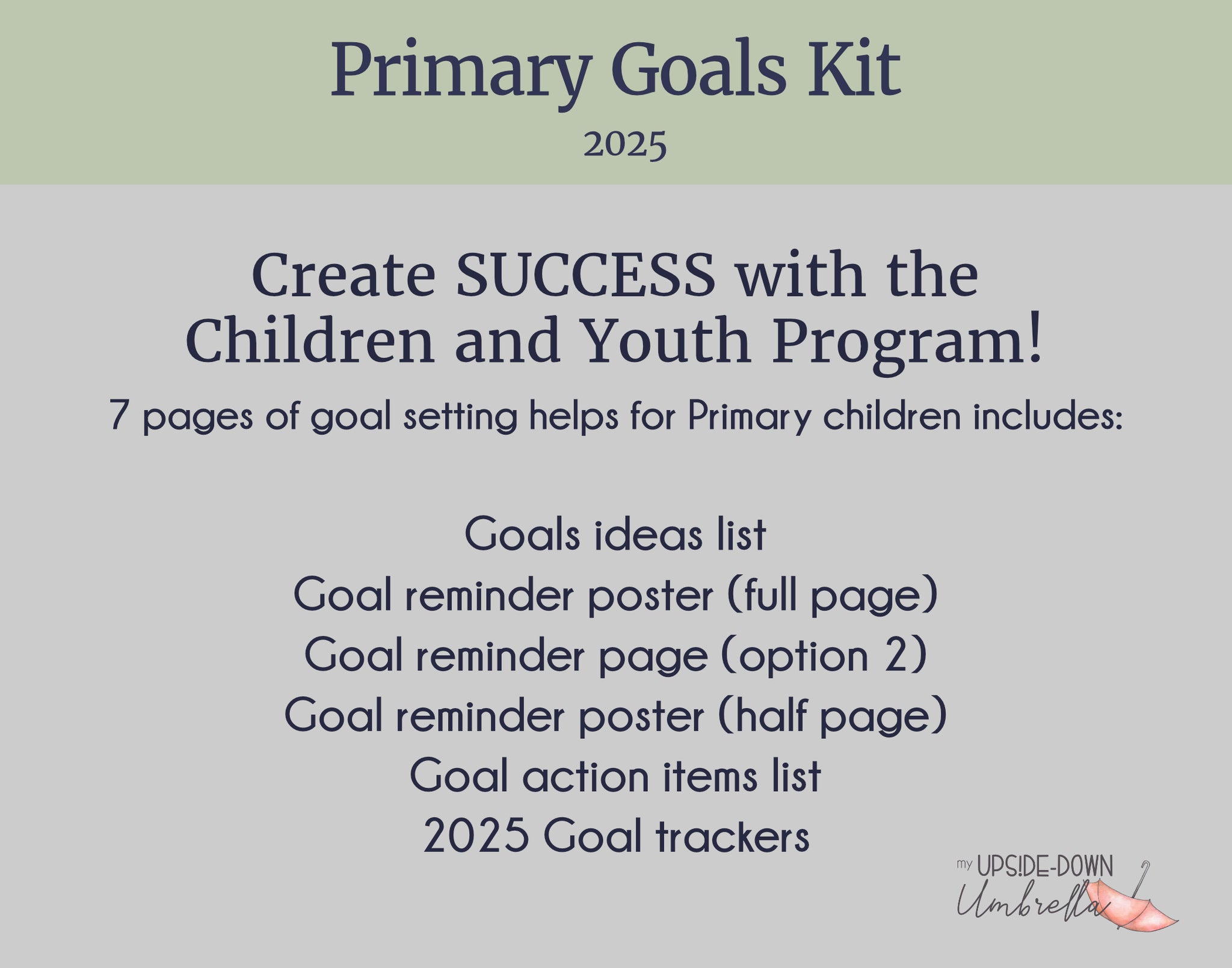 2025 PRIMARY Goals Mini Kit - Goal Setting Ideas and Helps for Primary ...