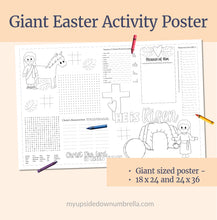 Load image into Gallery viewer, Huge POSTER Printable Easter Activity Coloring Page, Large Easter coloring Page, Easter coloring poster, LDS Easter, Religious Easter, Christian Homeschool, Christian Easter, He is Risen Coloring Pages for LDS Primary, Activity Days, Easter Party Activity
