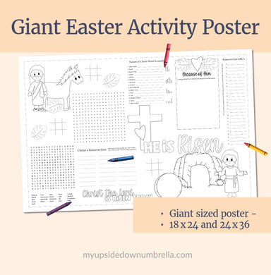Huge POSTER Printable Easter Activity Coloring Page, Large Easter coloring Page, Easter coloring poster, LDS Easter, Religious Easter, Christian Homeschool, Christian Easter, He is Risen Coloring Pages for LDS Primary, Activity Days, Easter Party Activity