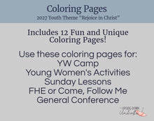 Load image into Gallery viewer, Rejoice in Christ  | Young Women Coloring Pages, Philippians 4:4 | 2027 LDS Youth Theme
