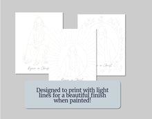 Load image into Gallery viewer, Young Women Watercolor and Coloring Pages | Rejoice in Christ | Philippians 4:4 | 2027 LDS Youth Theme
