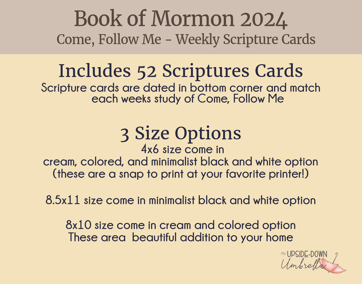 Book of Mormon 2024 Weekly Scripture Cards – My Upside Down Umbrella