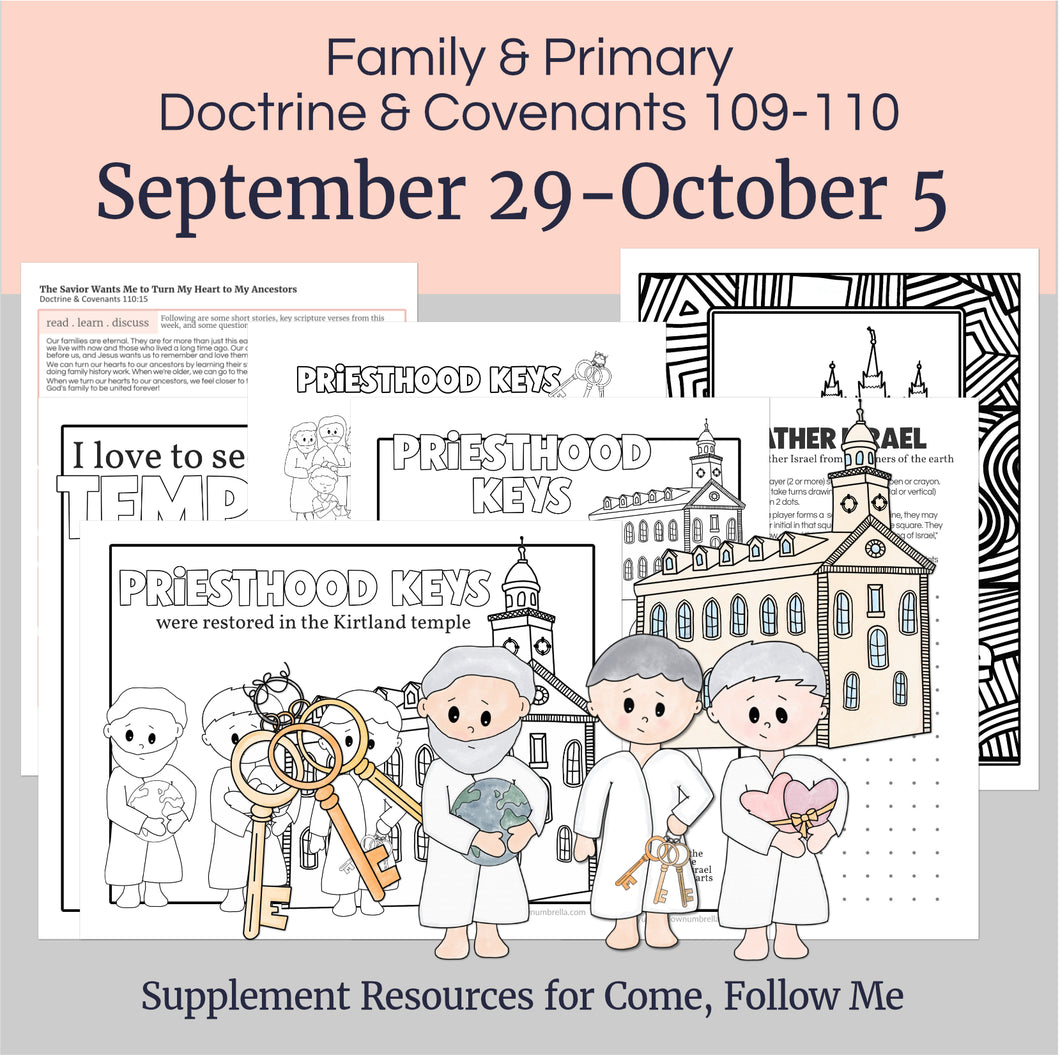 Lesson helps for LDS primary teachers for Come Follow Me 2025 Family scripture study, come follow me for families, FHE lesson outline, primary lesson outline, primary coloring pages, nursery coloring pages, primary activities, activity pages, scripture games, lesson ideas for come follow me, primary children lesson plan, family home evening

September 29-October 5 Primary Lesson Plan for Come Follow Me 2025 | Home and Church | D&C 109-110 