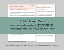 Load image into Gallery viewer, September Full MONTH NURSERY Lesson Helps, Come Follow Me for Toddlers | 5 Minute Lesson Outline &amp; Coloring Pages | Nursery Children age 1-3
