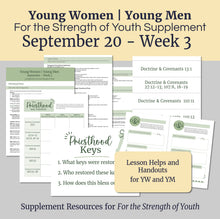 Load image into Gallery viewer, September 20 | LDS Young Women Lesson Helps | For Strength of Youth | Priesthood Keys | YW &amp; YM FsY | September Week 3
