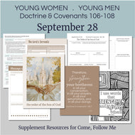 September 22-28 | LDS Youth Lesson Outline | Young Women- Young Men | D&C 106-108, Doctrine Covenants Come Follow Me 2025, 