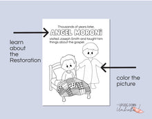 Load image into Gallery viewer, Story of the Restoration Coloring Book | Doctrine and Covenants Coloring Pages for LDS Primary Children, Come Follow Me 2025 | *Digital
