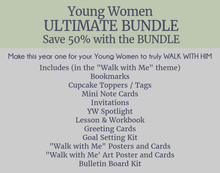 Load image into Gallery viewer, ULTIMATE Young Women "Walk with Me" BUNDLE | Bulletin Board, Goals Kit and Activity Kit | 2026 LDS Youth Theme
