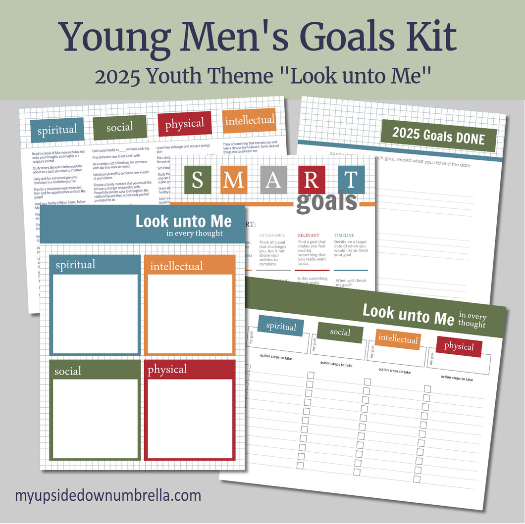 Look unto Me in Every Thought | YM Goals Ideas, LDS young men program, LDS youth, Aaronic priesthood goals Goal Setting Kit for LDS Children and Youth Program- Young Men | 2025 LDS Youth Theme - 