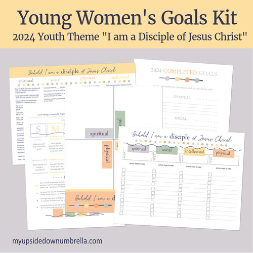 Young Women 2024 Behold I am a disciple of Jesus Christ - Children and youth program kit, goal setting ideas, goal setting helps, personal development, new years resolutions