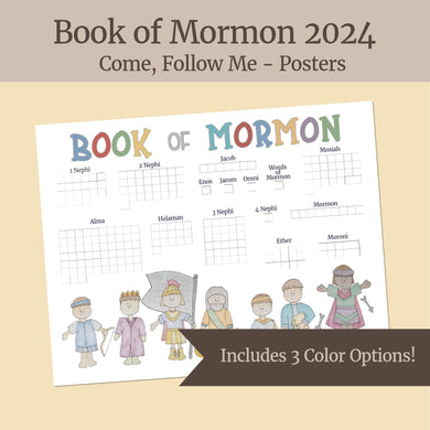 Book of mormon reading chart for come, follow me 2024 , Primary reading chart