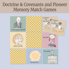 Load image into Gallery viewer, doctrine and covenants memory match game for come follow me 2025 pioneer memory match, pioneer old maid game for LDS children activity days, primary, FHE
